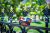 A Freedom belt from Zilker Belts with stars on it sits on a fence.